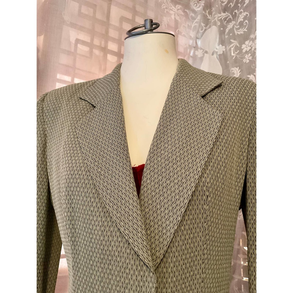 Vintage Y2K Like New Kenar Designer Blazer Jacket  Sz.4 Olive Green/black silky - Picture 5 of 12